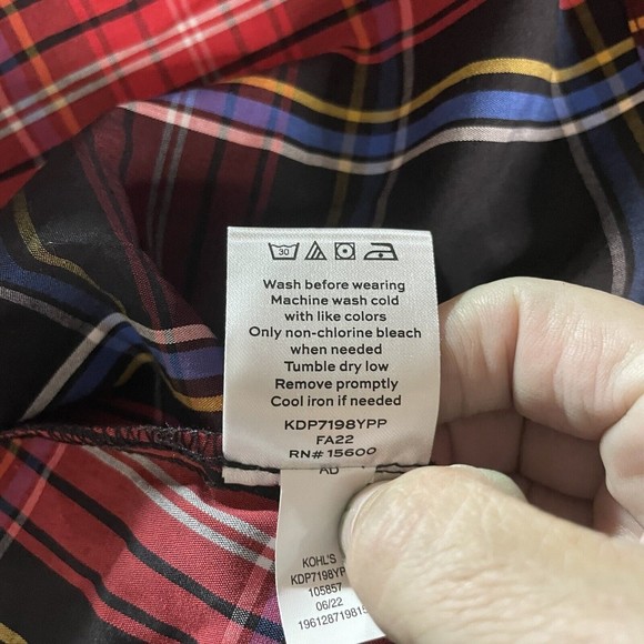 Draper James RSVP Red Black Bow Back Dress Plaid Size 1X Preppy Southern a3 - Picture 7 of 8